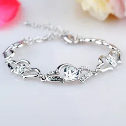 Yellow Chimes Women White Crystals Rhodium-Plated Charm Bracelet-picture-35