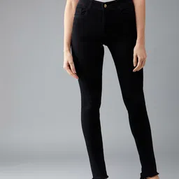DOLCE CRUDO Women Black Slim Fit High-Rise Clean Look Stretchable Jeans-picture-22