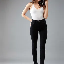 DOLCE CRUDO Women Black Slim Fit High-Rise Clean Look Stretchable Jeans-image-80