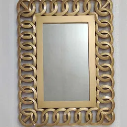 VAS collection home Gold Toned Textured Rectangle Framed Decorative Wall Mirror-picture-35