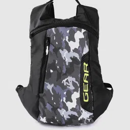 Gear Unisex Black & Grey Camouflage & Brand Logo Print Backpack-image-11