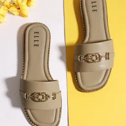 ELLE Women Embellished Party Slip-On Open Toe Flats with Buckles image 4