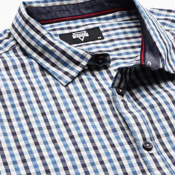 Thomas Scott Men Classic Slim Fit Gingham Checks Opaque Checked Casual Shirt image 3