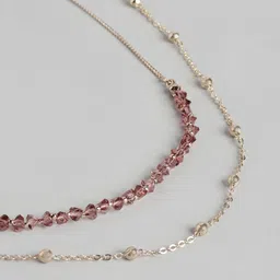 Forever New Gold-Toned & Burgundy Gold-Plated Layered Necklace image 4