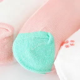 SYGA Pack 5 Infants Peach & White Pattern Above Ankle Organic Cotton Socks image 4