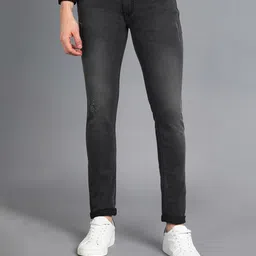 Urbano Fashion Men Skinny Fit Low Distress Light Fade Stretchable Cotton Jeans-image-42