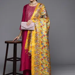 Varanga Women Ethnic Motifs Regular Gotta Patti Kurta with Trousers & With Dupatta image 3