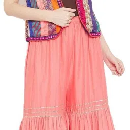 srisaras Women Regular Fit Pink Cotton Blend Trousers-picture-30