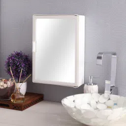 Plastic White 4 Compartment Bathroom Cabinet With Mirror by Zahab-image-13