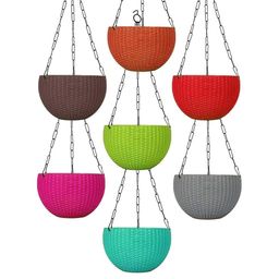 go hooked Rattan Hanging Planters Pot with Metal Hanging Chain-picture-47