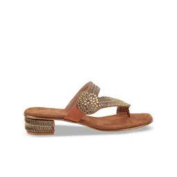 Cheemo Embellished Ethnic Block Heel Sandals image 2