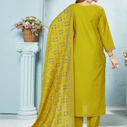 HERE&NOW Women Ethnic Motifs Embroidered Regular Thread Work Kurta with Trousers & With Dupatta image 2