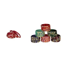SOMIL Women Pack Of 28 Handcrafted Glass Bangle-image-48