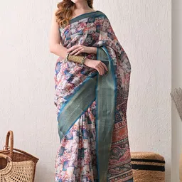 Moda Rapido Abstract Printed Woven Design Border Saree With Blouse Piece-picture-35