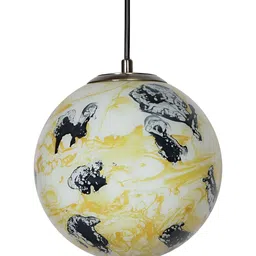 Fos Lighting Yellow & Black Printed Semi-sphere Glass Ceiling Lamp image 4
