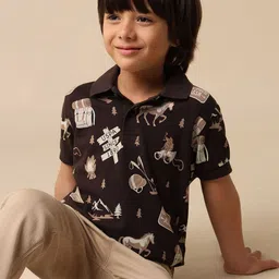 u.s. polo assn. kids Uspa Kids Boys All Over Printed Pure Cotton Polo T-shirt image 2