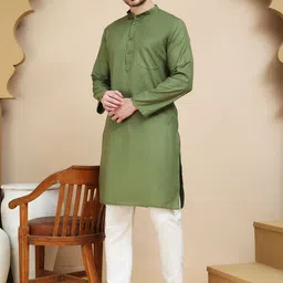 Anouk Rustic Band Collar Pure Cotton Straight Kurta With Pyjama-image-32