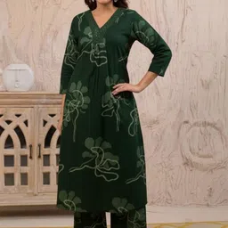 rf clothes Women Floral Printed Regular Thread Work Kurta with Trousers-picture-22