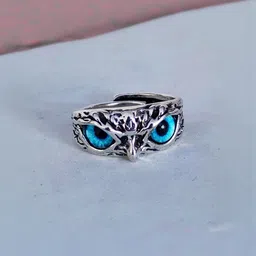 Teeragaj Stainless Steel Owl Eye Adjustable Finger Ring-image-60