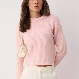 Trendyol Women Round Neck Striped Ribbed Long Sleeves Pullover-picture-25