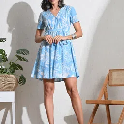 GLITO X Tropical Print Fit & Flare Dress-picture-11