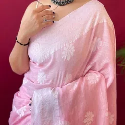 WOVENSTOCK Floral Chikankari Pure Silk Handloom Kanjeevaram Saree-image-26