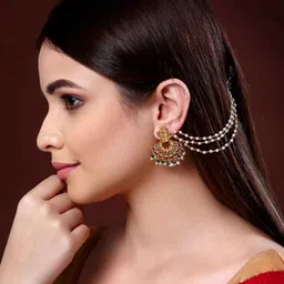 Anouk Gold Plated Pearls Beaded Layered Ear Chains image 4