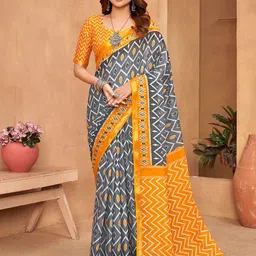 all about you Geometric Printed Saree With Blouse Piece-picture-29