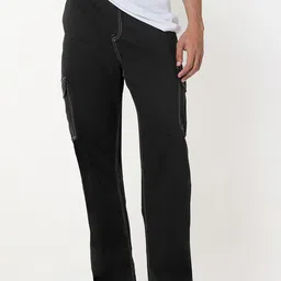 Bewakoof Men Mid Rise Wide Leg Fit Cotton Cargos Trousers-picture-28