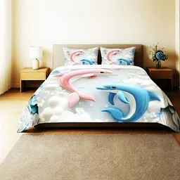 Home Sizzler White Graphic 210 TC Bedsheet with 2 Pillow Covers image 2