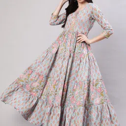 GLAM ROOTS Women Floral Printed Sequinned Floral Anarkali Kurta-picture-31