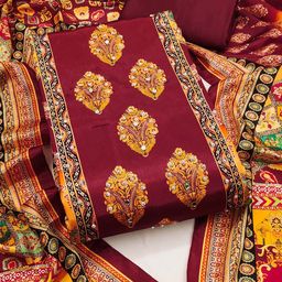MANVAA Floral Printed Sequinned Unstitched Dress Material-picture-3