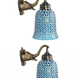 SOMIL Blue & White Printed Glass Cylinder Shaped Wall Lamp-picture-13