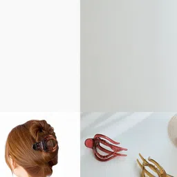 DIVASTRI Women Set of 4 Transparent Strong Hold Flat Bun Claw Clip image 4