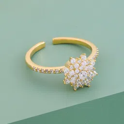 Kushal's Fashion Jewellery Gold-Plated Zircon-Studded Finger Ring-picture-15