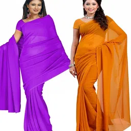 FANCYNINE Poly Georgette Saree image 4