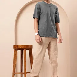 PockMAN Men Bio Finish Solid Round Neck Cotton Oversized T-shirt image 5