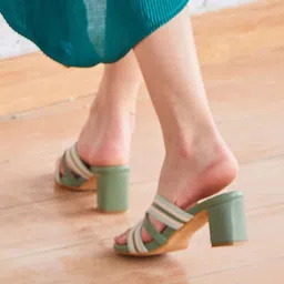 Noosh Striped Women Colourblocked Open Toe Block Sandals image 4