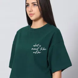 Besick Typography Printed Oversized Crop Tshirt image 4