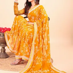 Leelavati Floral Printed Pure Chiffon Saree image 2