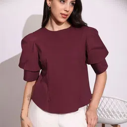 Globus Puff Sleeve Monochrome Cotton Top-picture-11