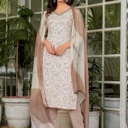 KALINI Floral Printed Mirror Work Kurta with Trousers & Dupatta-picture-41