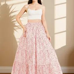Diktmark Printed Pure Cotton Tiered Maxi Skirt image 4