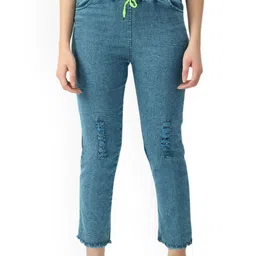 Ira Collections Women Comfort Regular Fit Mid-Rise Low Distress Light Fade Jeans-image-96