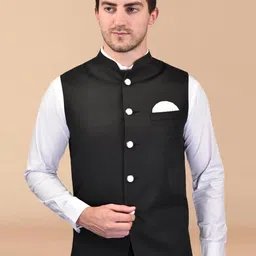 BOWLIFESTYLE Mandarin Woven Nehru Jackets-picture-18