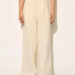 ONLY Women Straight Fit High-Rise Pleated Trousers-image-86