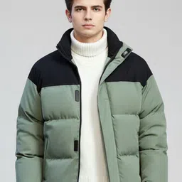Mast & Harbour Men Mock Collar Solid Padded Jacket image 3
