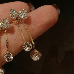 Celestria Contemporary Rhinestone Studded Drop Earrings image 4