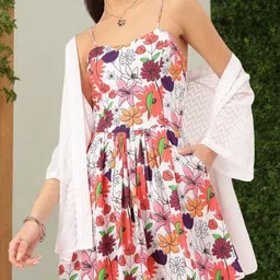 DressBerry Blooming Beautiful Floral Print Strappy Mini A-line Dress-picture-40