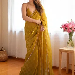 all about you Women Woven Design Beads and Stones Pure Chiffon Saree-image-73